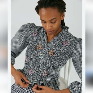 Tach Clothing Cedrina Gingham Wrap Blouse Size M